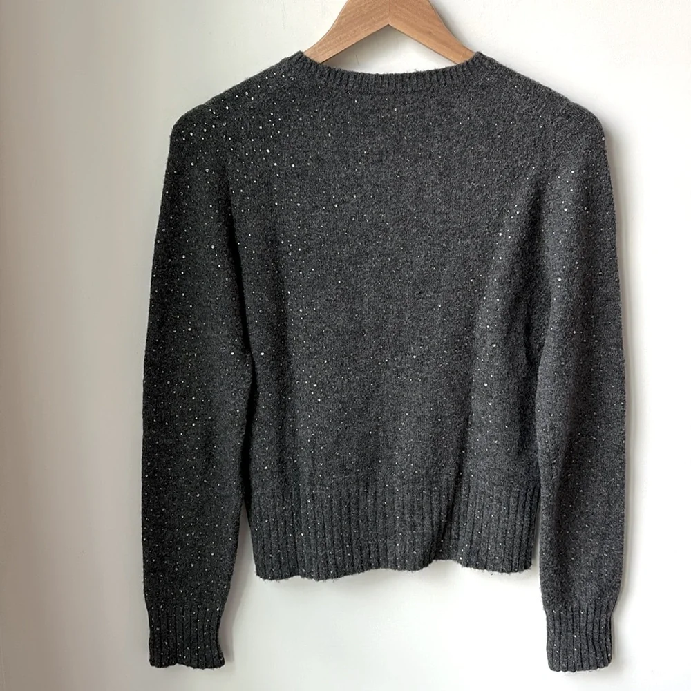 J. Crew Gemstone Sweater in Supersoft Yarn Grey Wool Alpaca Blend Holiday Size S